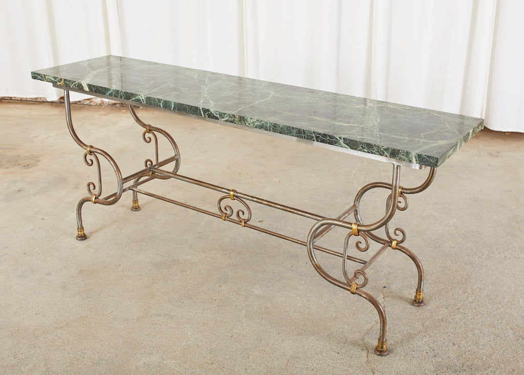 French Art Nouveau Marble Pastry Console Table