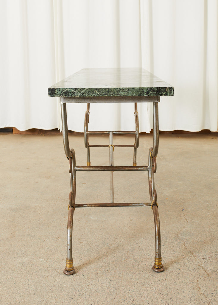 French Art Nouveau Marble Pastry Console Table