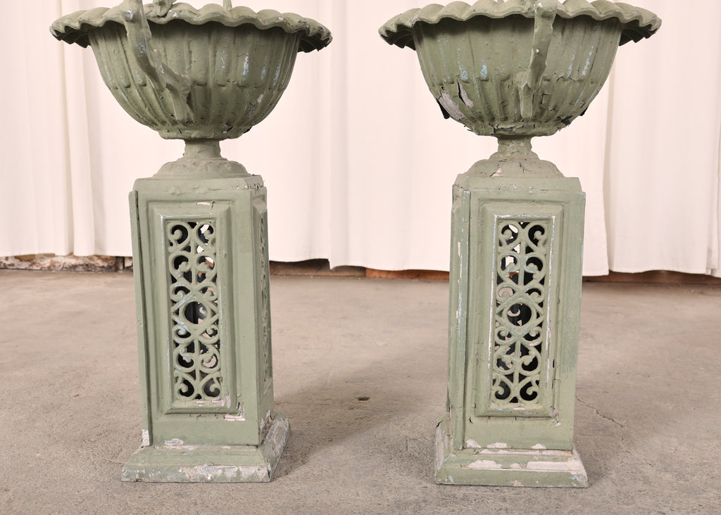 Pair of Neoclassical Style Painted Garden Urn Jardinaires