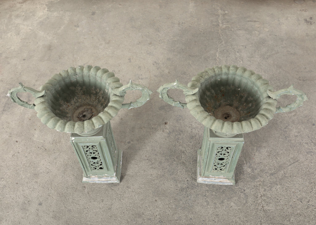 Pair of Neoclassical Style Painted Garden Urn Jardinaires