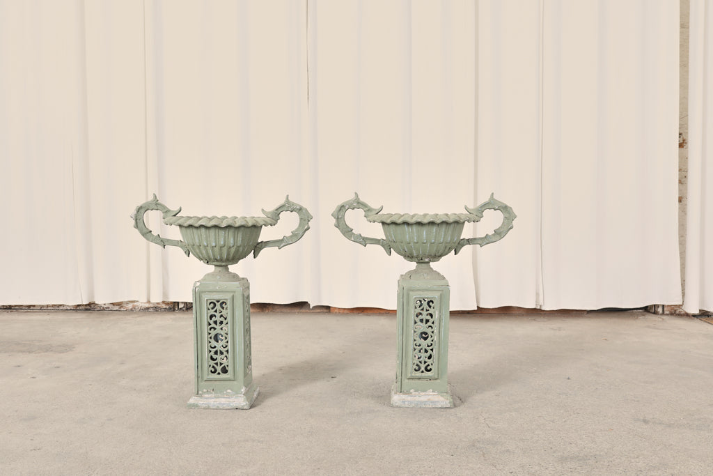 Pair of Neoclassical Style Painted Garden Urn Jardinaires