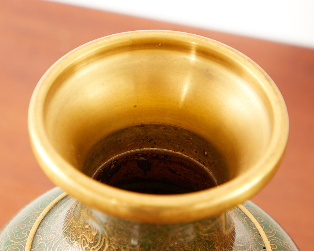 Pair of Chinese Cloisonné Enamel Baluster Vases