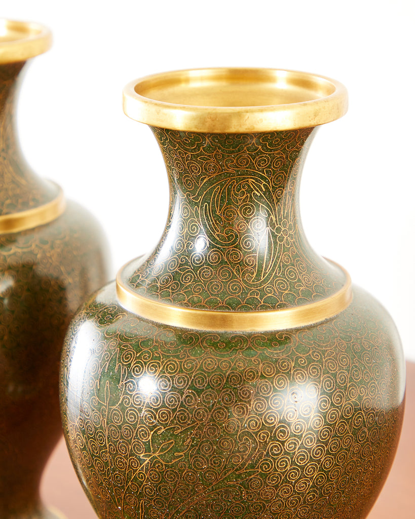 Pair of Chinese Cloisonné Enamel Baluster Vases