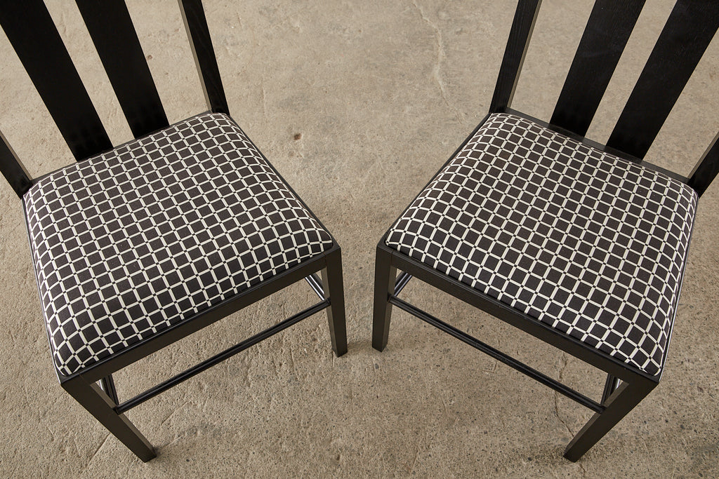 Set of Six Mackintosh Style High Back Ebonized Dining Chairs