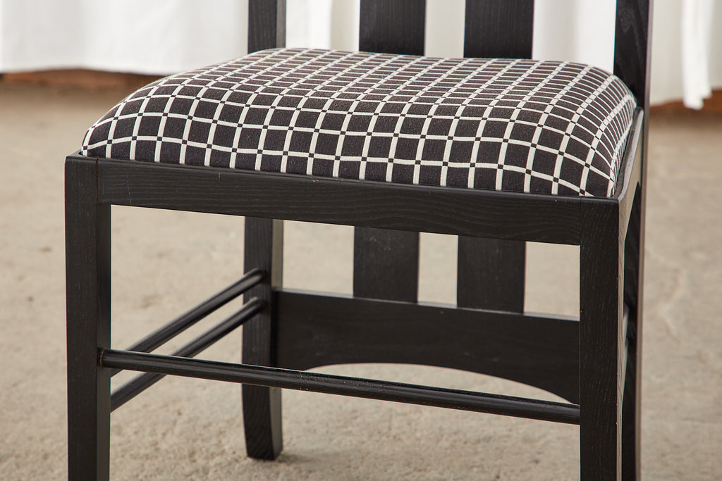 Set of Six Mackintosh Style High Back Ebonized Dining Chairs