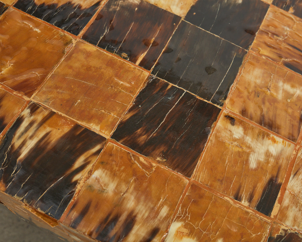 Pair of Tessellated Horn Block Tables Designed by Thomas Britt