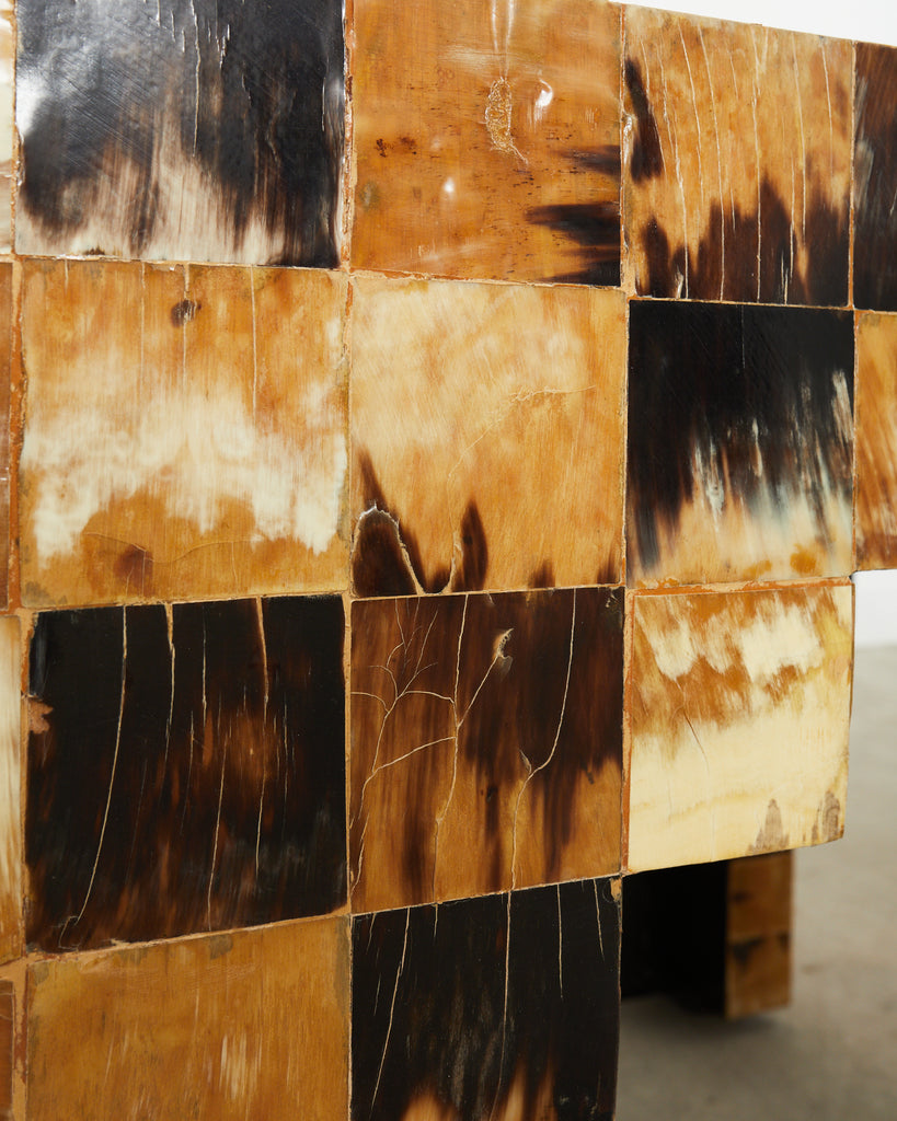 Pair of Tessellated Horn Block Tables Designed by Thomas Britt
