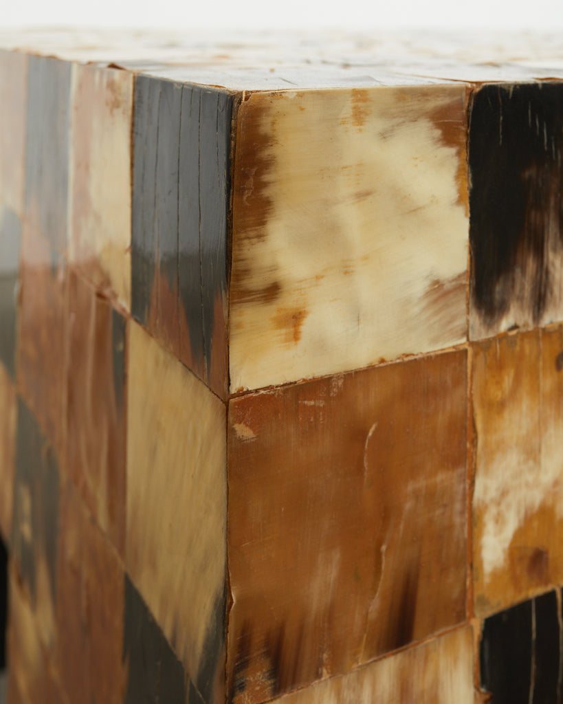 Pair of Tessellated Horn Block Tables Designed by Thomas Britt