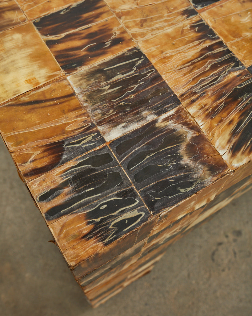 Pair of Tessellated Horn Block Tables Designed by Thomas Britt