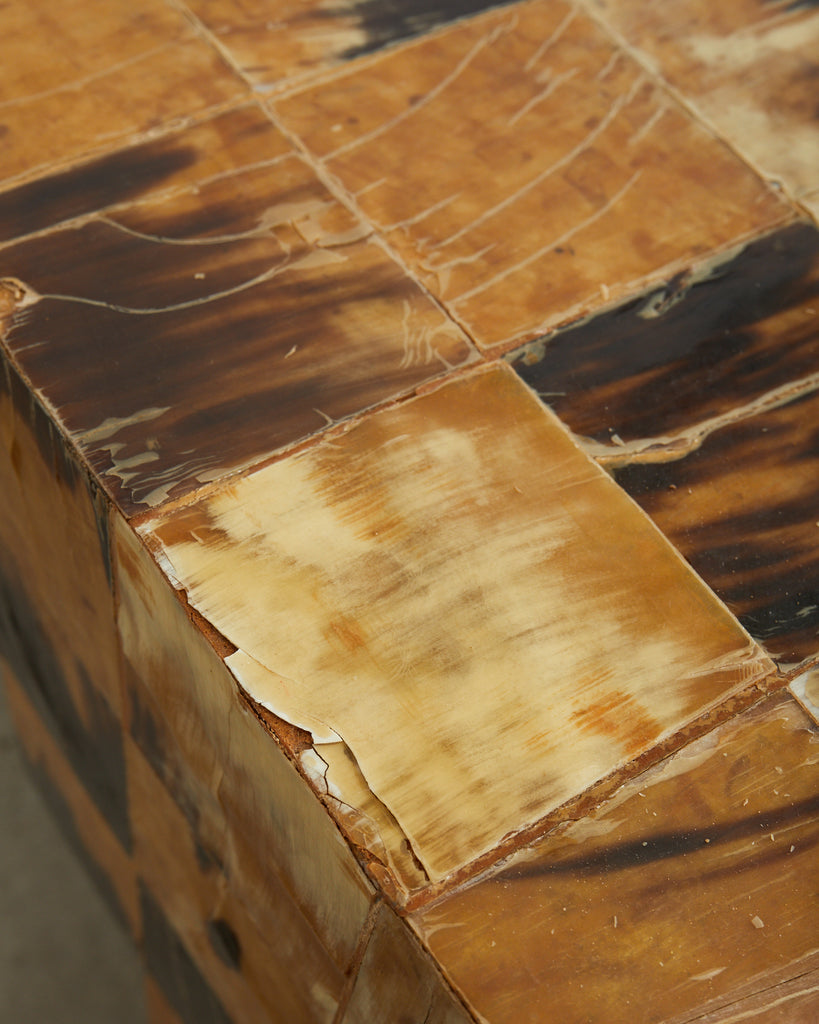 Pair of Tessellated Horn Block Tables Designed by Thomas Britt