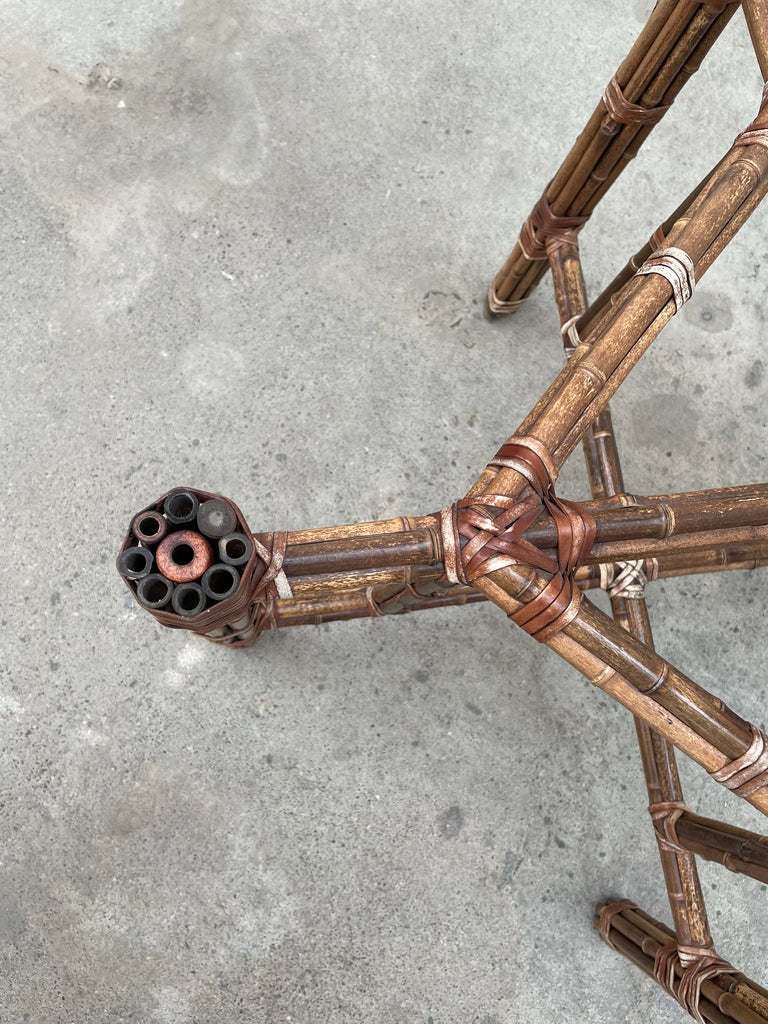 McGuire Organic Modern Bamboo Rattan Round Dining Table