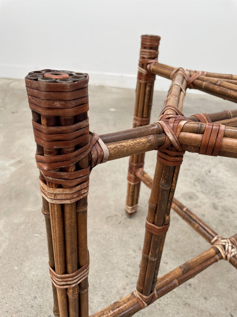 McGuire Organic Modern Bamboo Rattan Round Dining Table