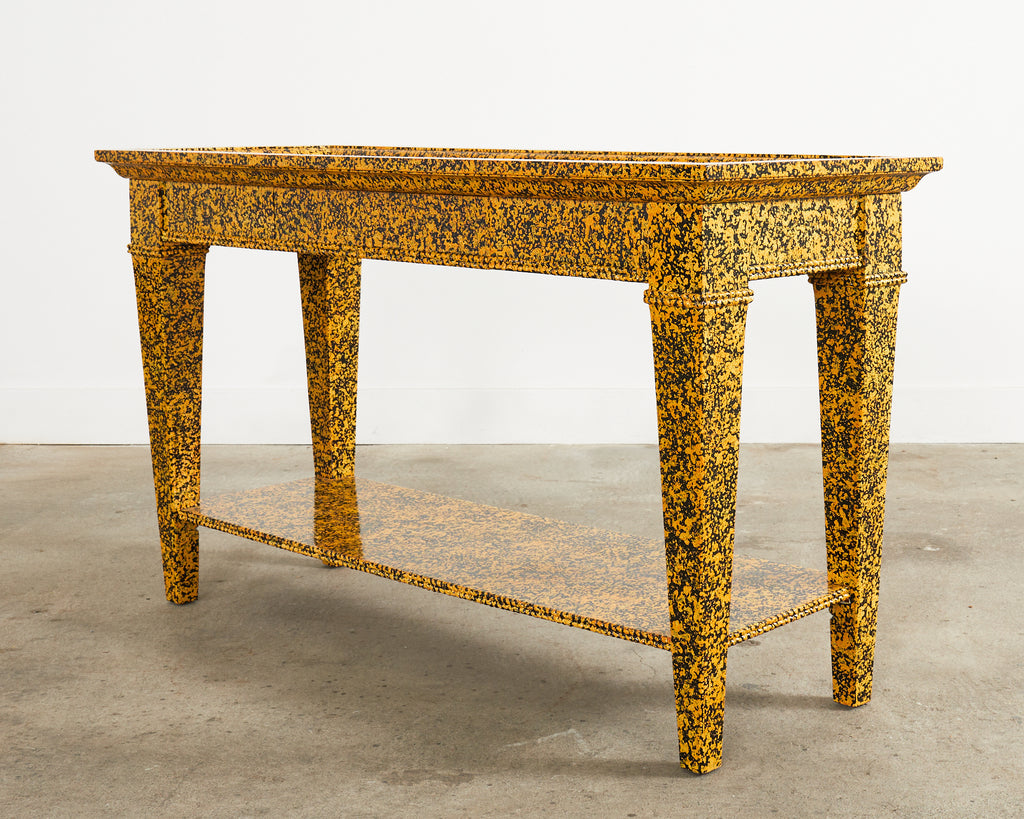 English Regency Style Two Tier Console Speckled by Ira Yeager