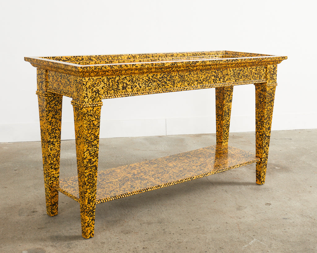 English Regency Style Two Tier Console Speckled by Ira Yeager