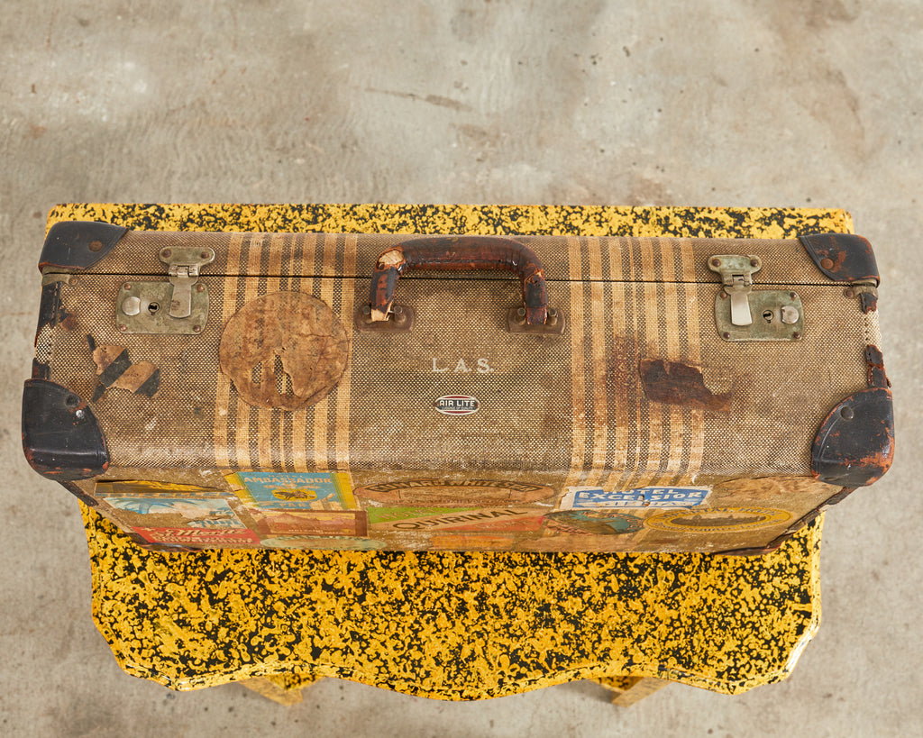 Folk Art Painted Face Suitcase by Artist Ira Yeager