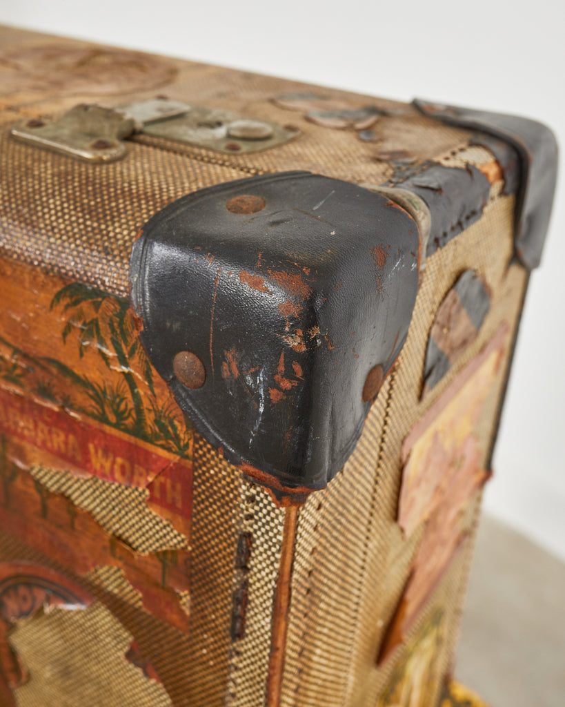 Folk Art Painted Face Suitcase by Artist Ira Yeager