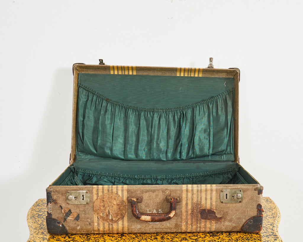 Folk Art Painted Face Suitcase by Artist Ira Yeager