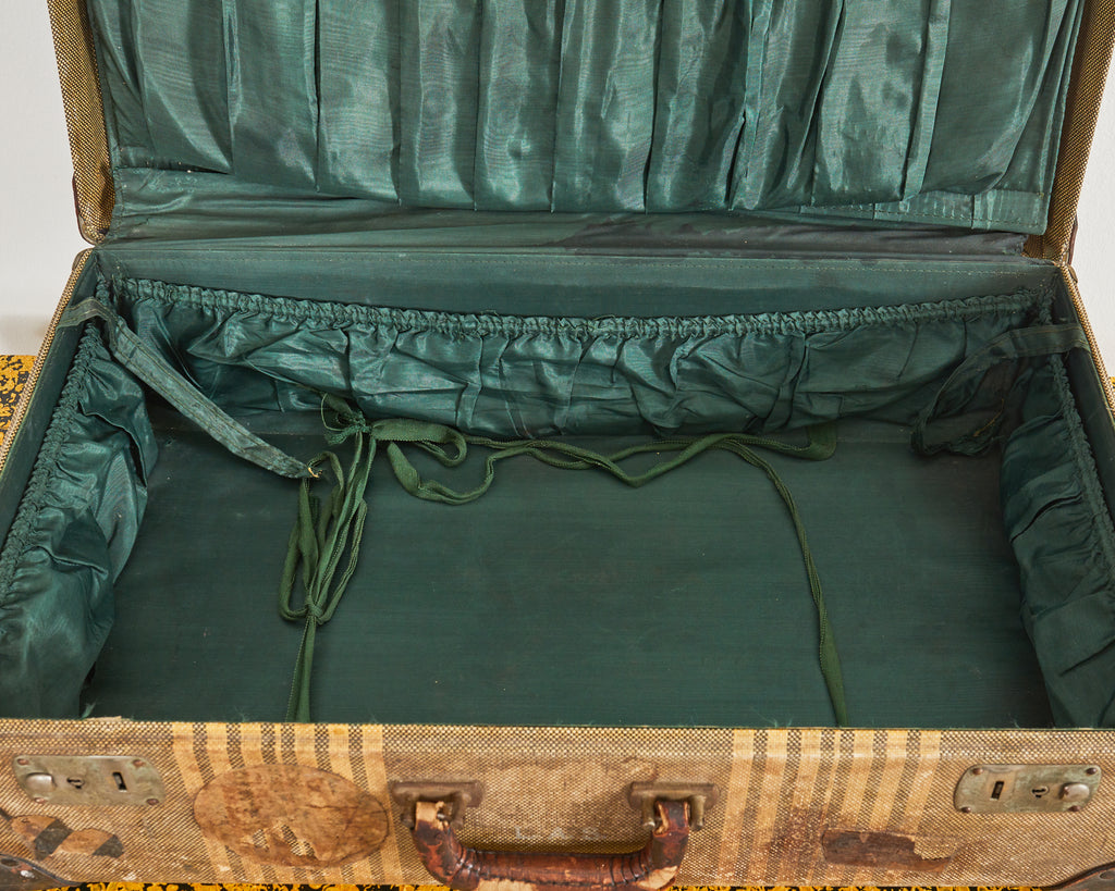 Folk Art Painted Face Suitcase by Artist Ira Yeager