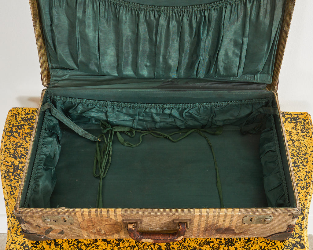 Folk Art Painted Face Suitcase by Artist Ira Yeager