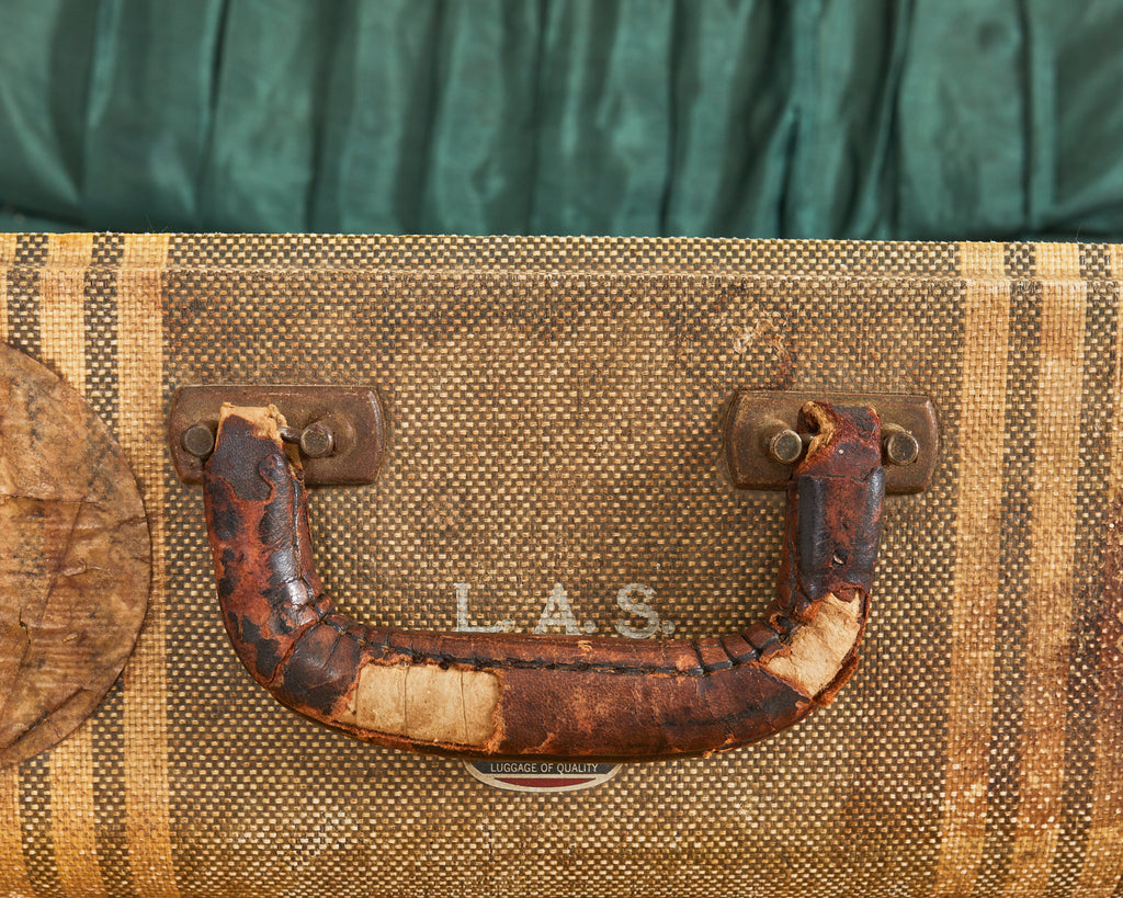 Folk Art Painted Face Suitcase by Artist Ira Yeager