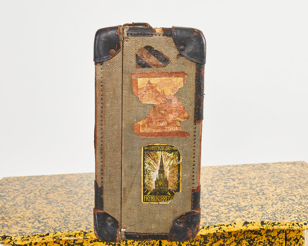 Folk Art Painted Face Suitcase by Artist Ira Yeager