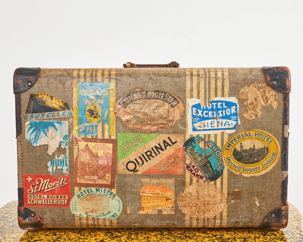 Folk Art Painted Face Suitcase by Artist Ira Yeager