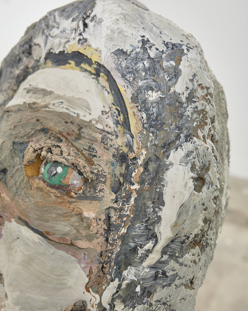 Ira Yeager Pierrot Clown Head Sculpture Mounted on Stand