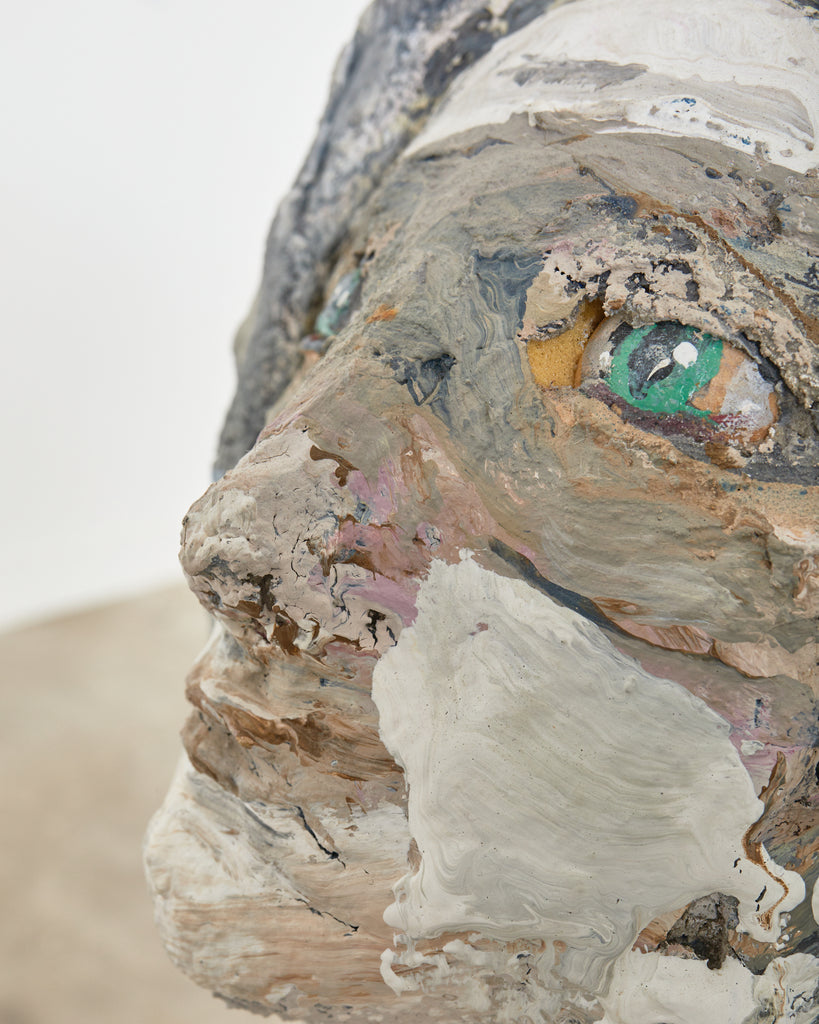 Ira Yeager Pierrot Clown Head Sculpture Mounted on Stand