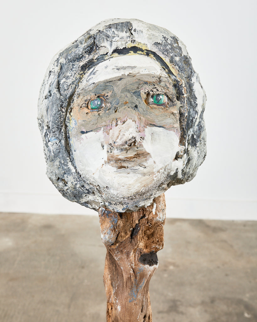 Ira Yeager Pierrot Clown Head Sculpture Mounted on Stand