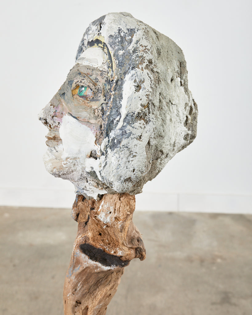 Ira Yeager Pierrot Clown Head Sculpture Mounted on Stand