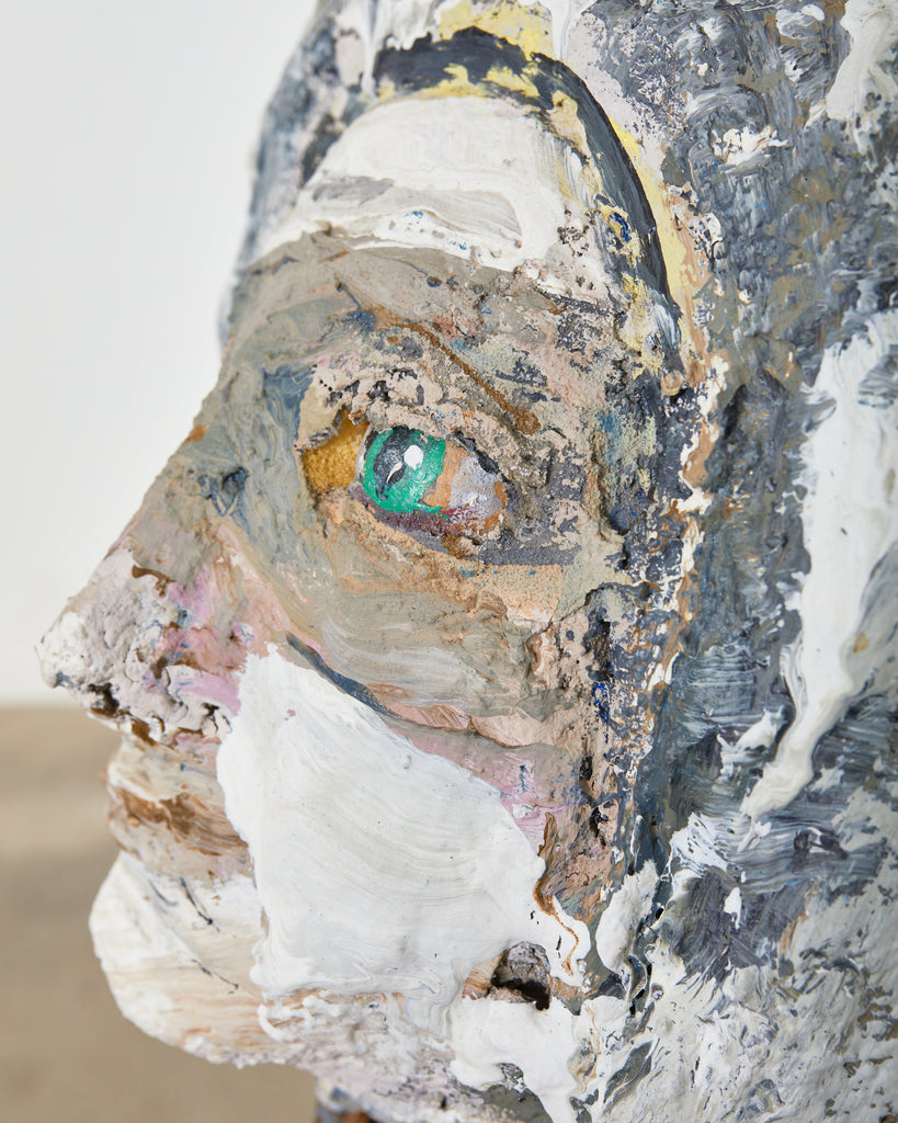 Ira Yeager Pierrot Clown Head Sculpture Mounted on Stand