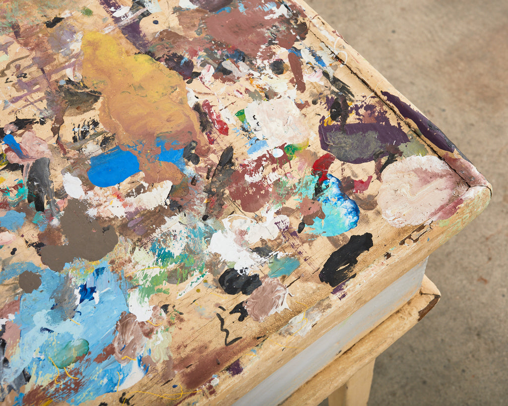 Artist Ira Yeager's Studio Painting Palette Work Table