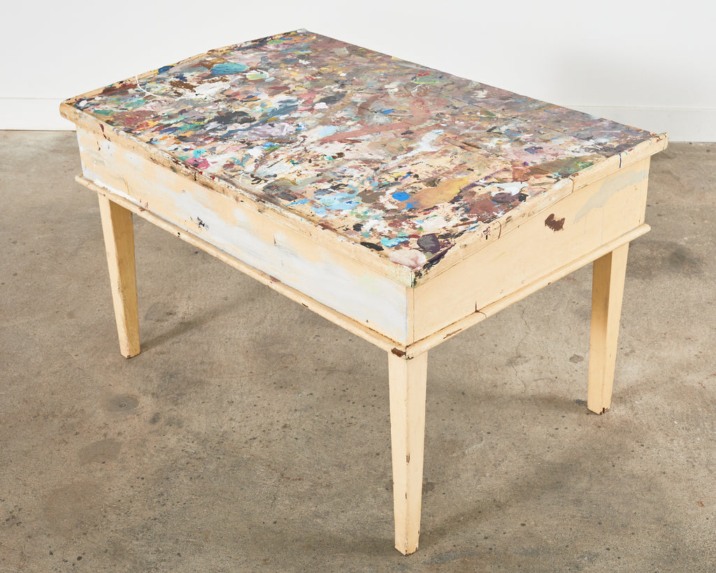 Artist Ira Yeager's Studio Painting Palette Work Table