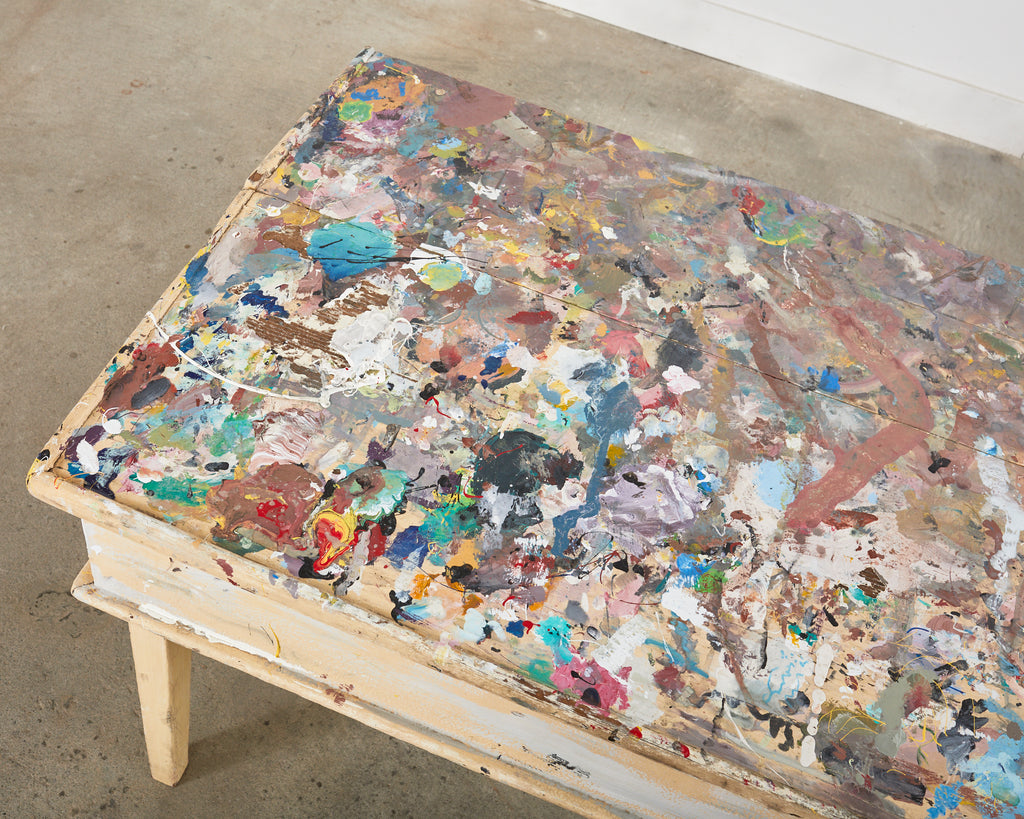 Artist Ira Yeager's Studio Painting Palette Work Table