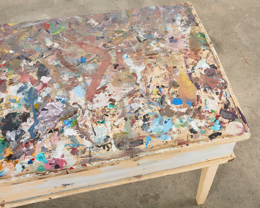 Artist Ira Yeager's Studio Painting Palette Work Table