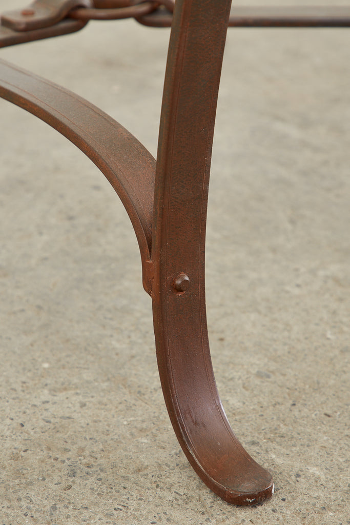 Adnet Hermes Style Faux Leather Iron Strap Cocktail Table