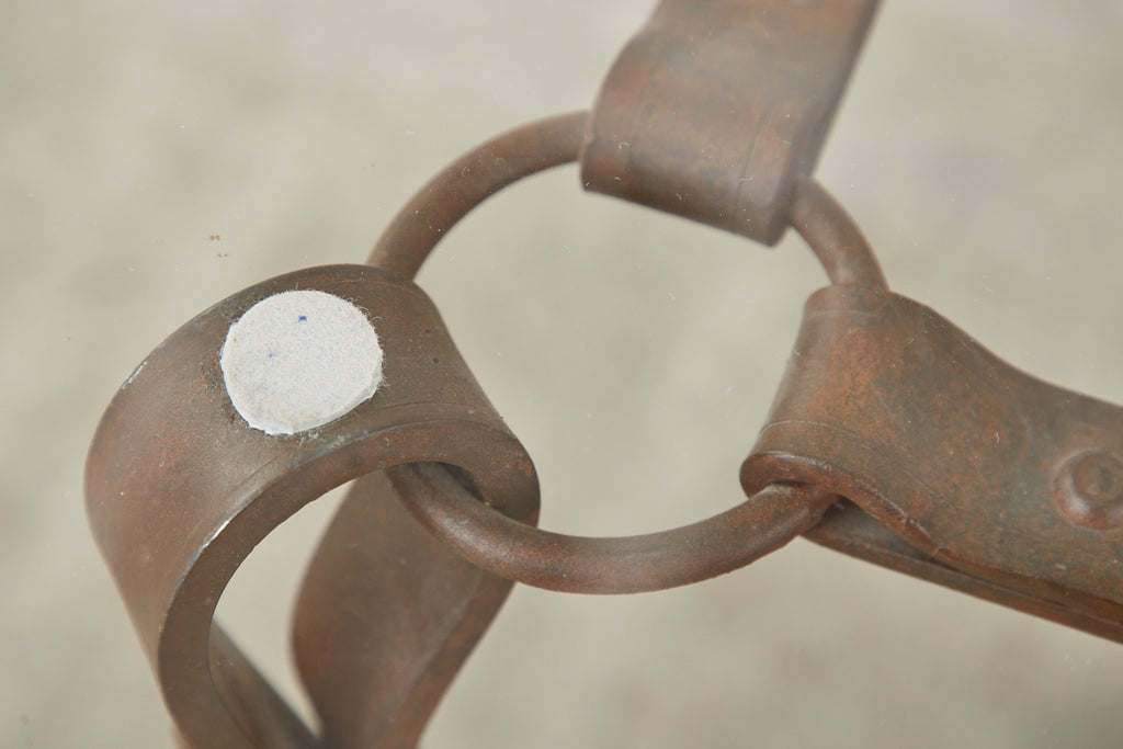 Adnet Hermes Style Faux Leather Iron Strap Cocktail Table