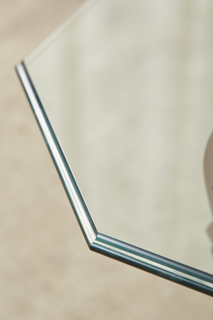 Adnet Hermes Style Faux Leather Iron Strap Cocktail Table