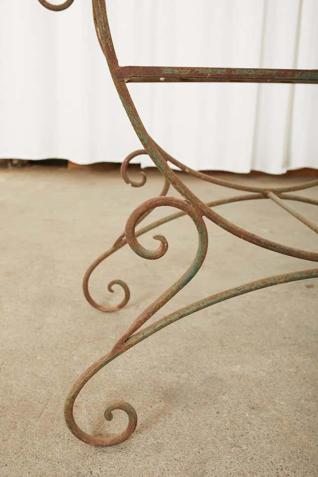 Pair of Hollywood Regency Wrought Iron Curule Benches