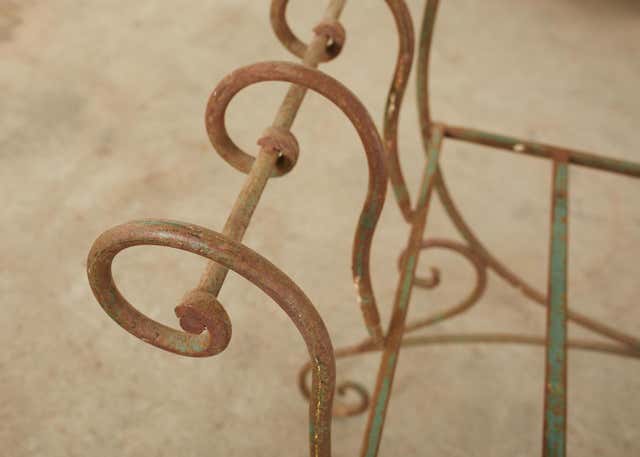 Pair of Hollywood Regency Wrought Iron Curule Benches