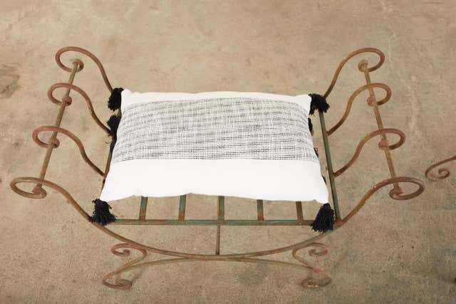 Pair of Hollywood Regency Wrought Iron Curule Benches