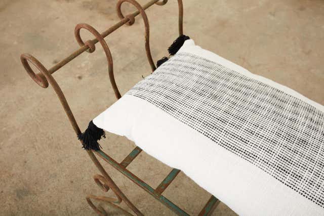 Pair of Hollywood Regency Wrought Iron Curule Benches