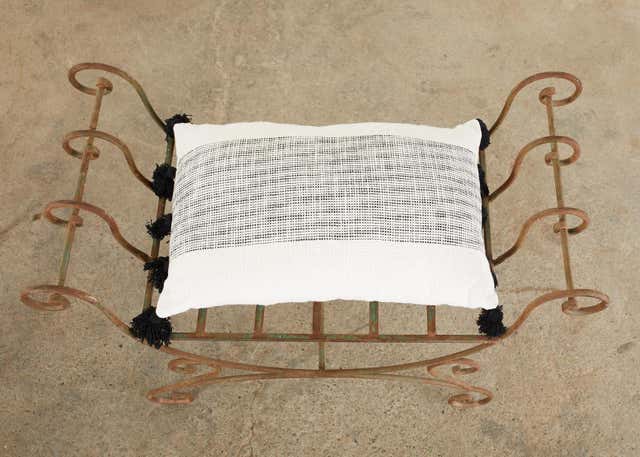 Pair of Hollywood Regency Wrought Iron Curule Benches