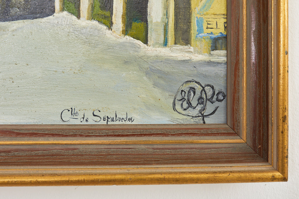 Midcentury Modern Italian Impressionist Town Square