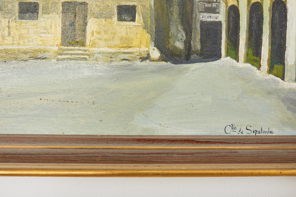 Midcentury Modern Italian Impressionist Town Square