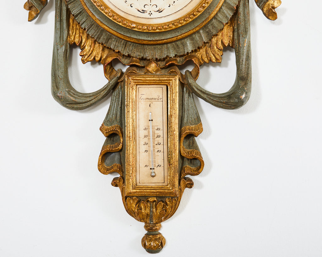 19th Century Italian Carved Louis XVI Style Giltwood Barometer