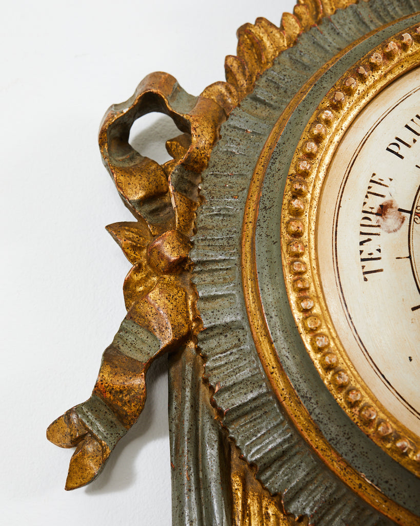 19th Century Italian Carved Louis XVI Style Giltwood Barometer