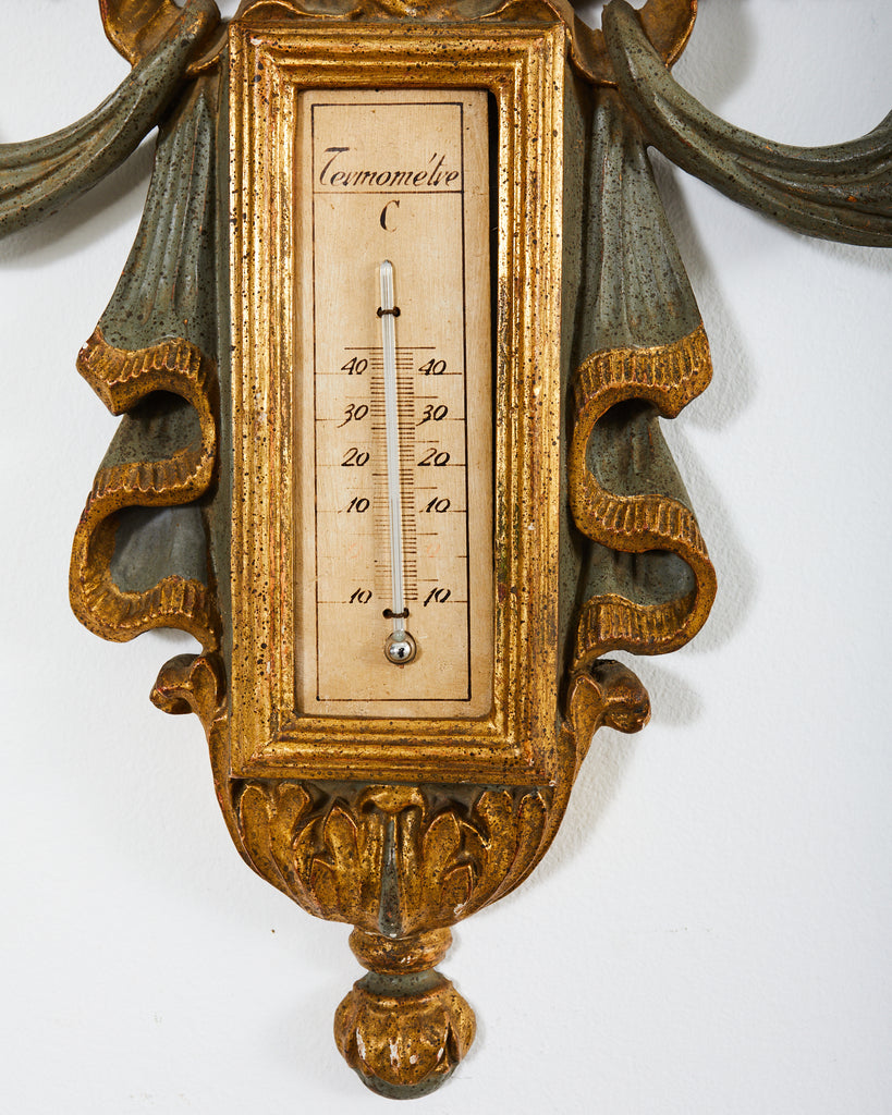 19th Century Italian Carved Louis XVI Style Giltwood Barometer