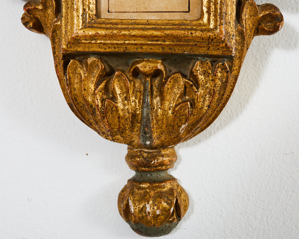 19th Century Italian Carved Louis XVI Style Giltwood Barometer