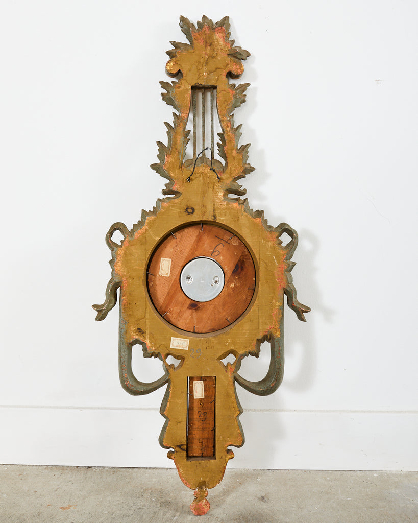 19th Century Italian Carved Louis XVI Style Giltwood Barometer